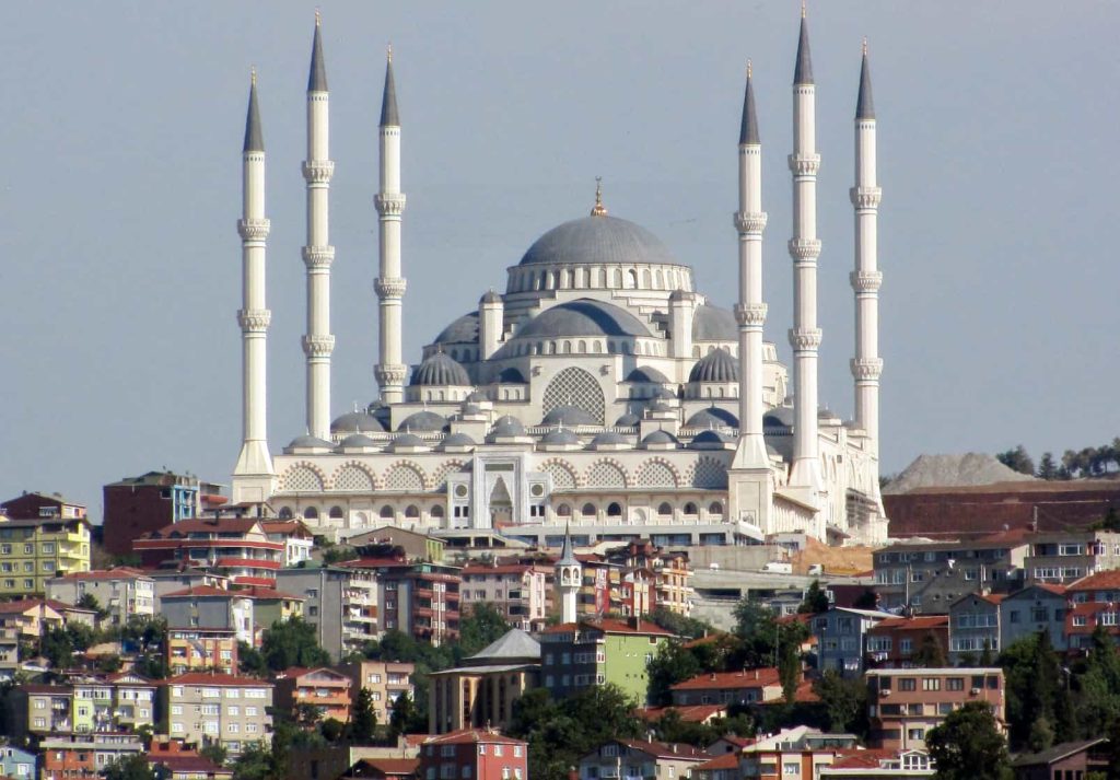 The majestic Çamlıca Republic Mosque, a symbol of $110 million expenditure, towers over Istanbul amidst Turkey’s intensifying cost-of-living crisis.|inline