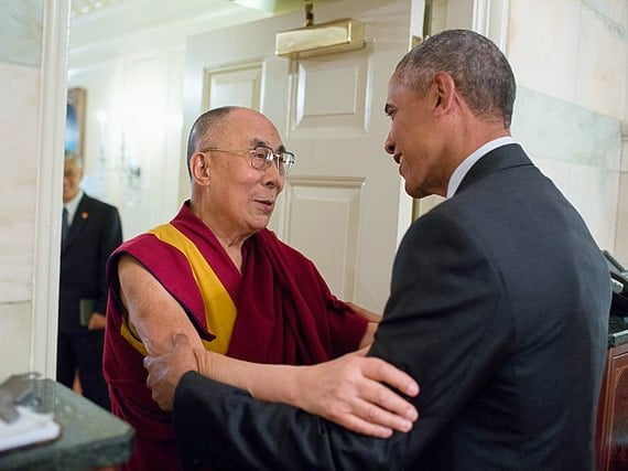 The 14th Dalai Lama during his visit to the white house. President Obama endorsed the Dalai Lama’s ‘Middle Way’ for Tibet’s autonomy within China, advocating dialogue over differences, while reaffirming US recognition of Tibet as part of China. Photo: The White House © Public Domain|inline
